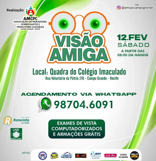 MAIS UMA AÇÃO VISÃO AMIGA ACONTECERÁ EM CAMPO GRANDE NO MÊS DE FEVEREIRO, FIQUE LIGADO!